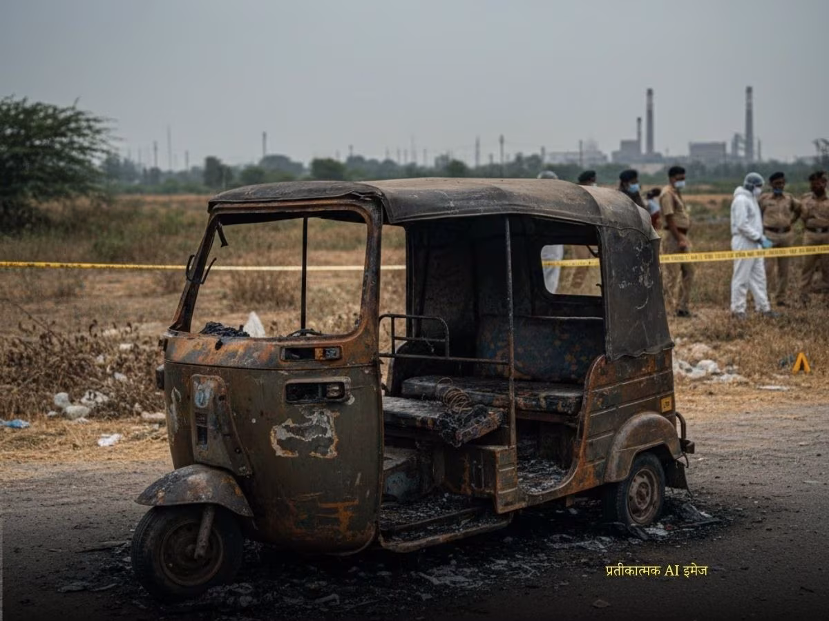 गाजियाबाद के लोनी में जल चुके ऑटो में मिली लाश, मर्डर के बाद आग लगाने का शक