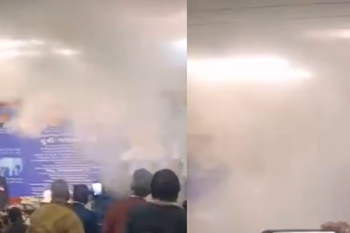 Mayawati's 70th Birthday Presser Turns Chaotic: Short Circuit Fills Room With Smoke, Panic Erupts | Video