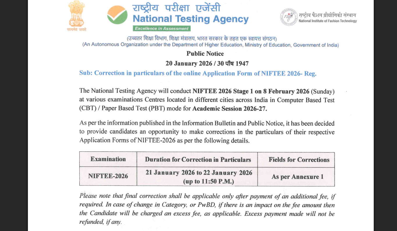 NTA has postponed NIFTEE 2026 Stage 1 exam: Check important dates and official notice here