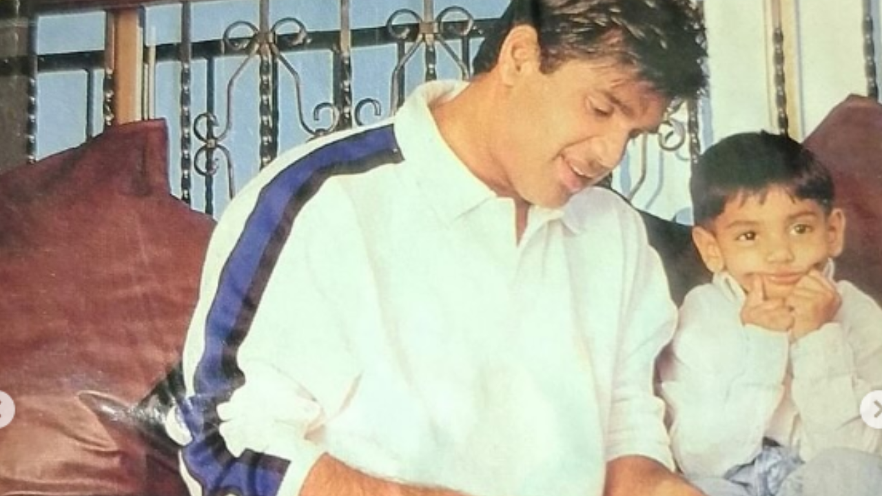 ‘Border 2’ star Ahan Shetty’s childhood pics with dad Suniel Shetty