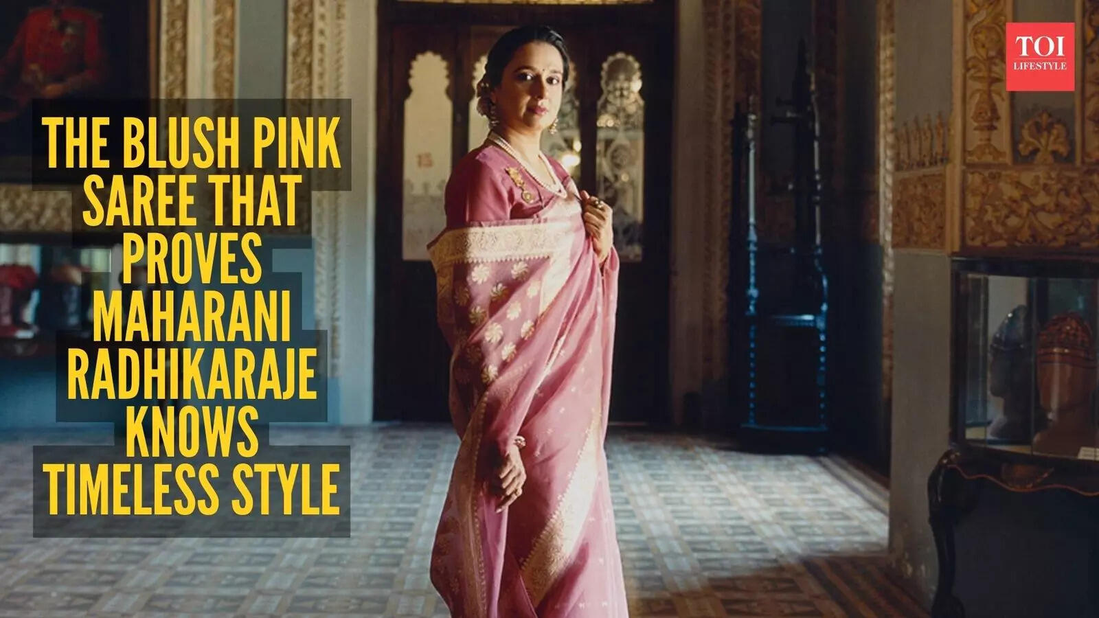 Maharani of Baroda's royal blush-pink saree is quiet luxury at its finest