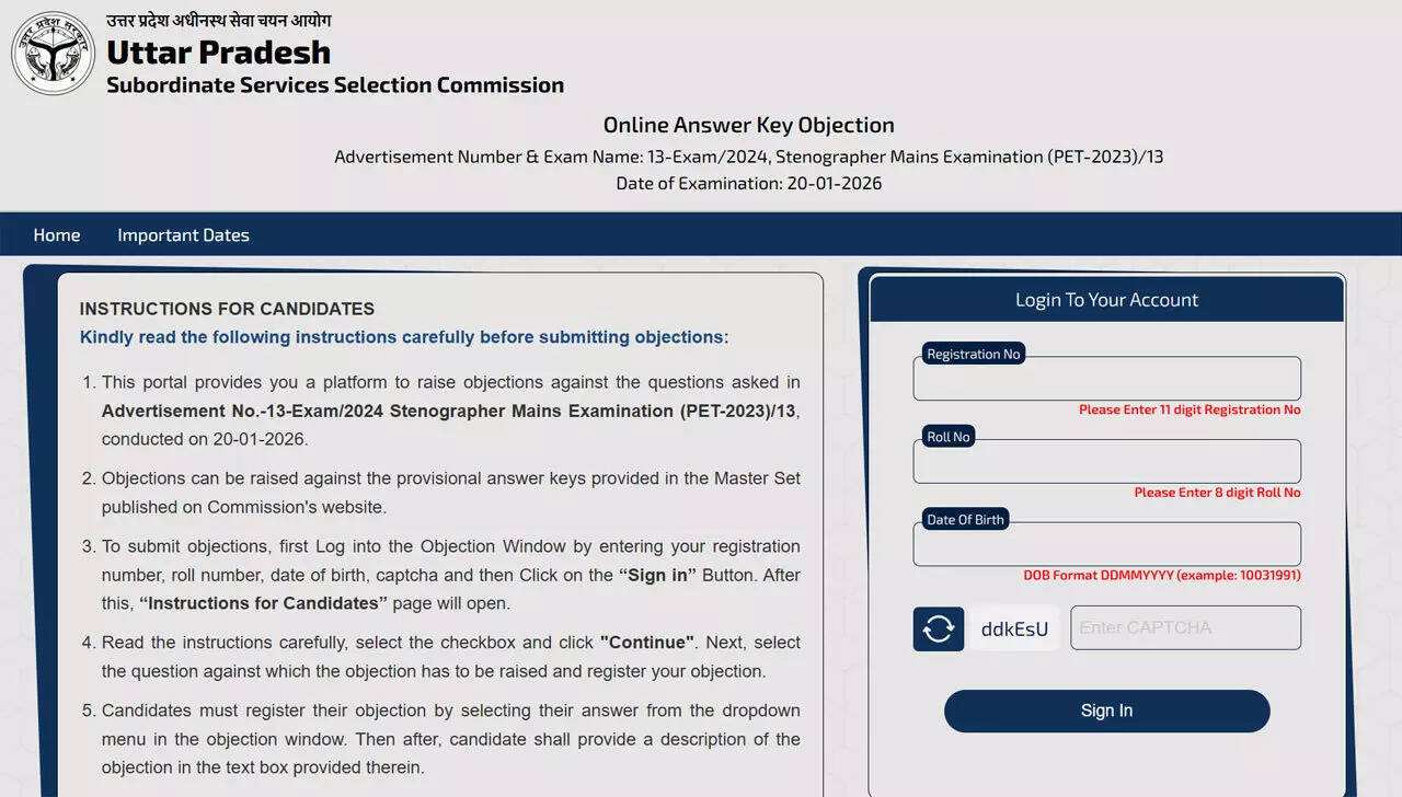 UPSSSC releases stenographer mains PET 2023 provisional answer key, allows online objections till January 28