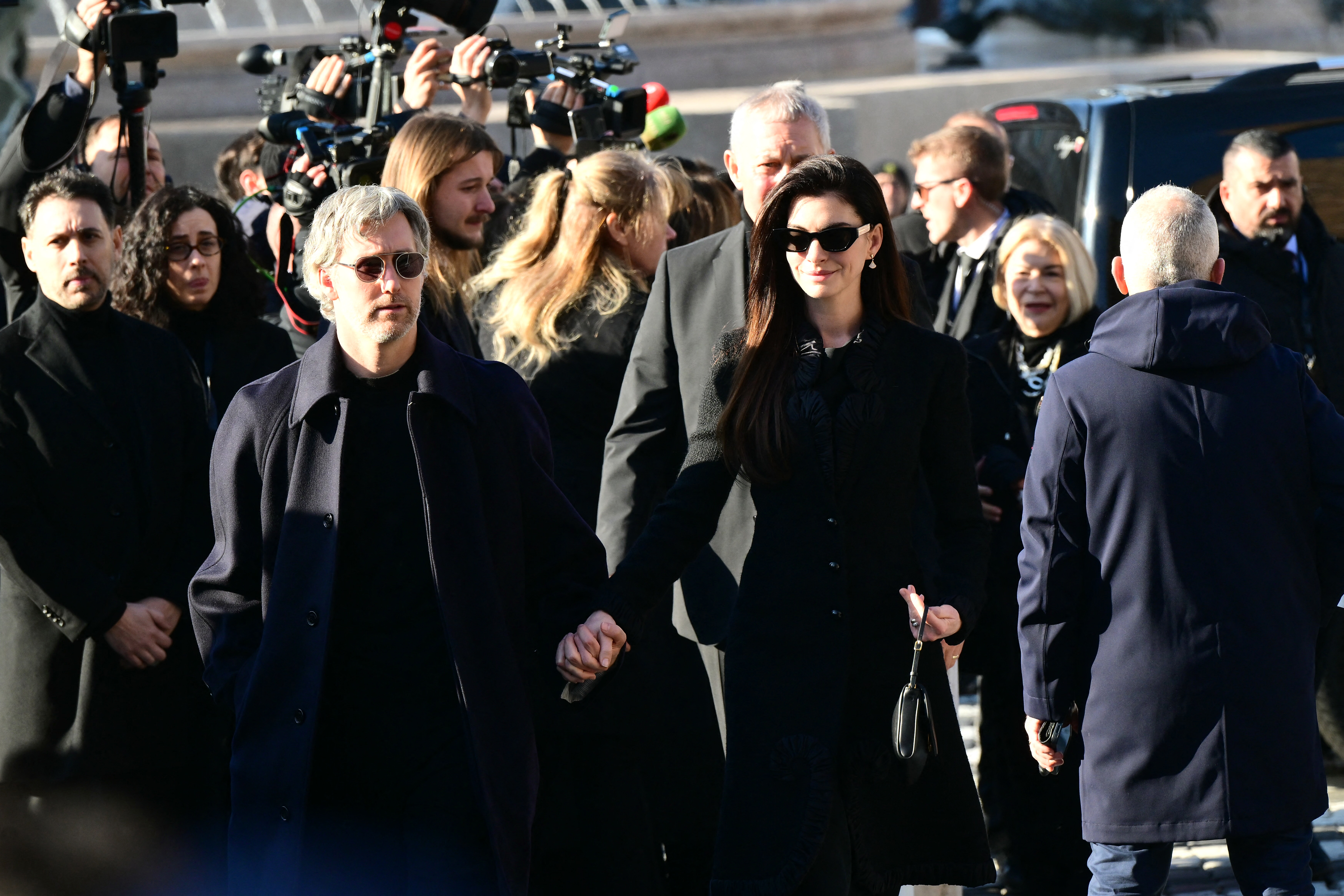 Anne Hathaway, Liz Hurley & Anna Wintour Pay Respects To Valentino At Rome Funeral